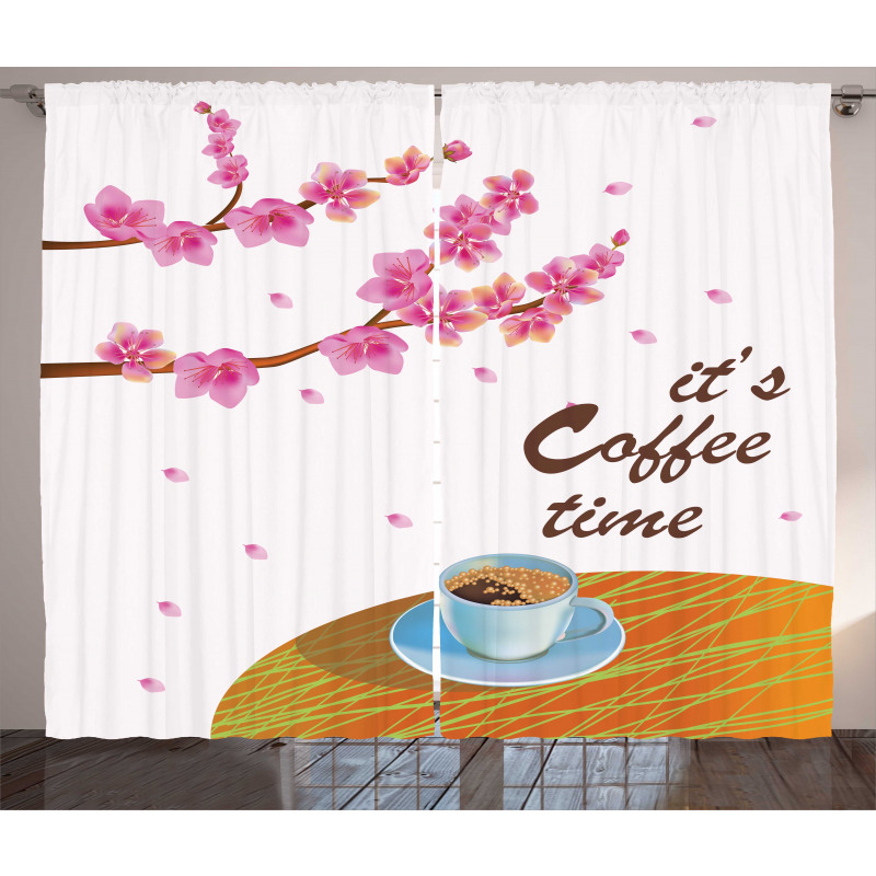 Cherry Blossom and Cup Curtain