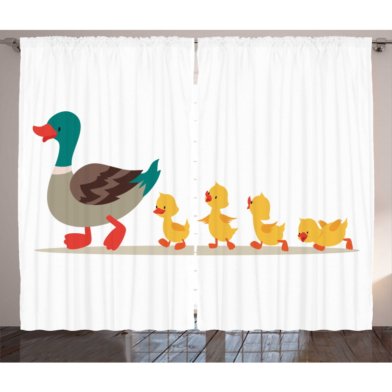 Mother Duck Babies Row Curtain