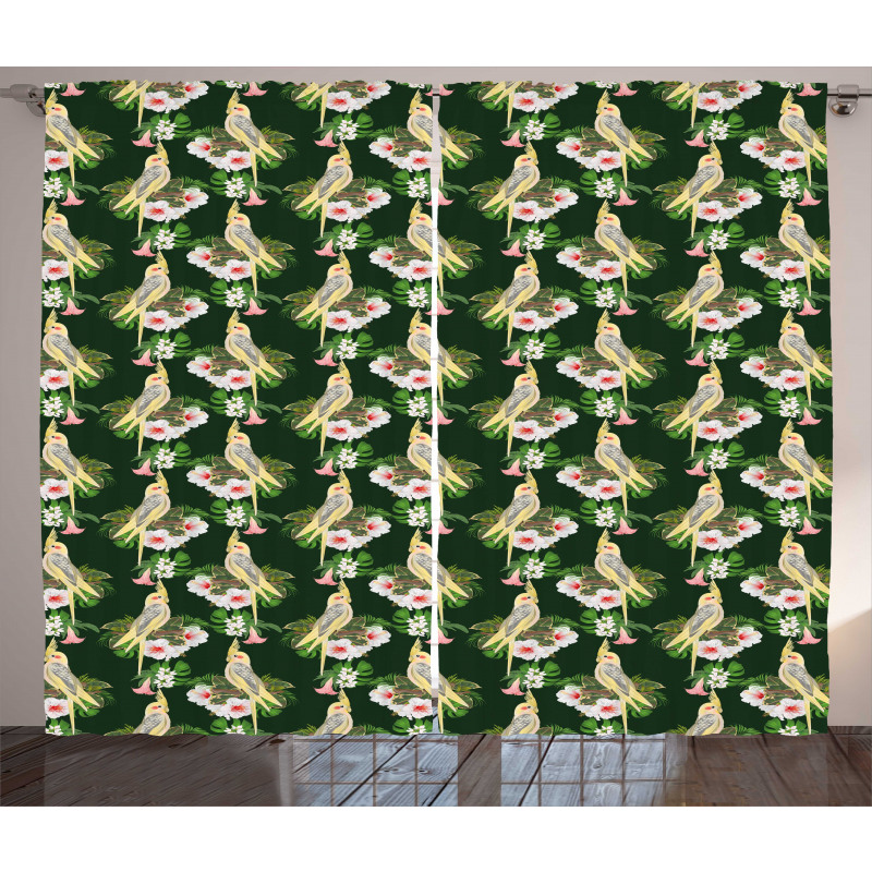 Parrot and Exotic Flora Curtain