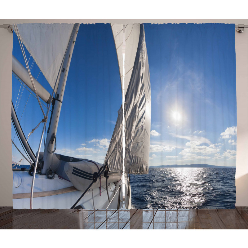 Sailing Boat in Sea Curtain