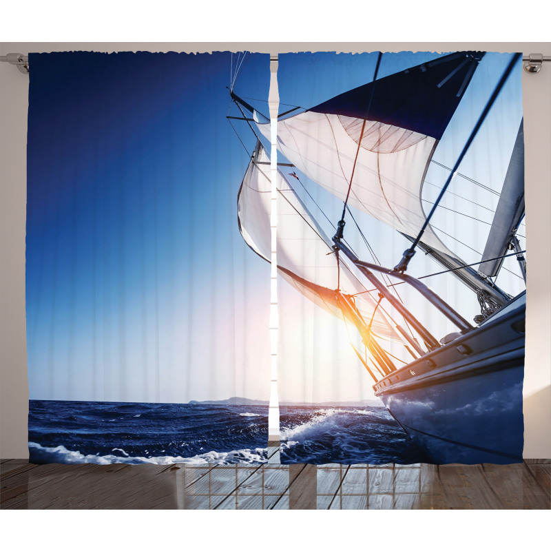 Sail Boat Adventure Sea Curtain