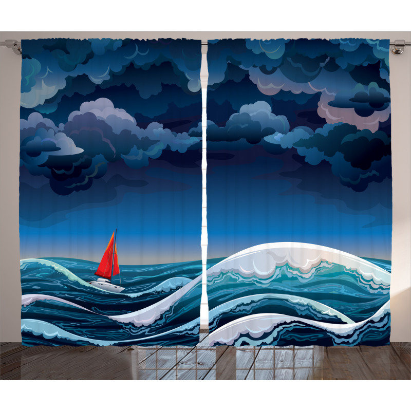 Night Seascape Boat Curtain