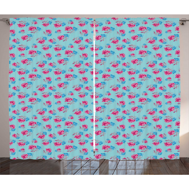 Bicolour Summer Roses Curtain