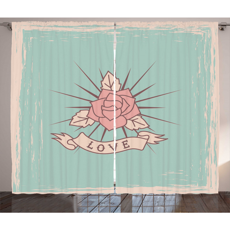 Vintage Rose and Love Curtain