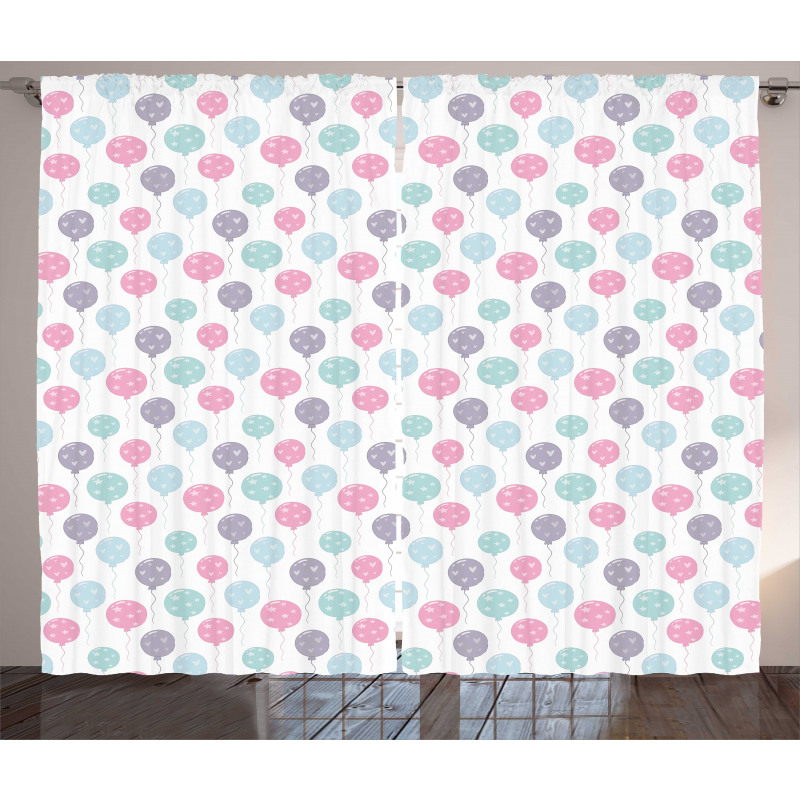 Balloons with Hearts Curtain
