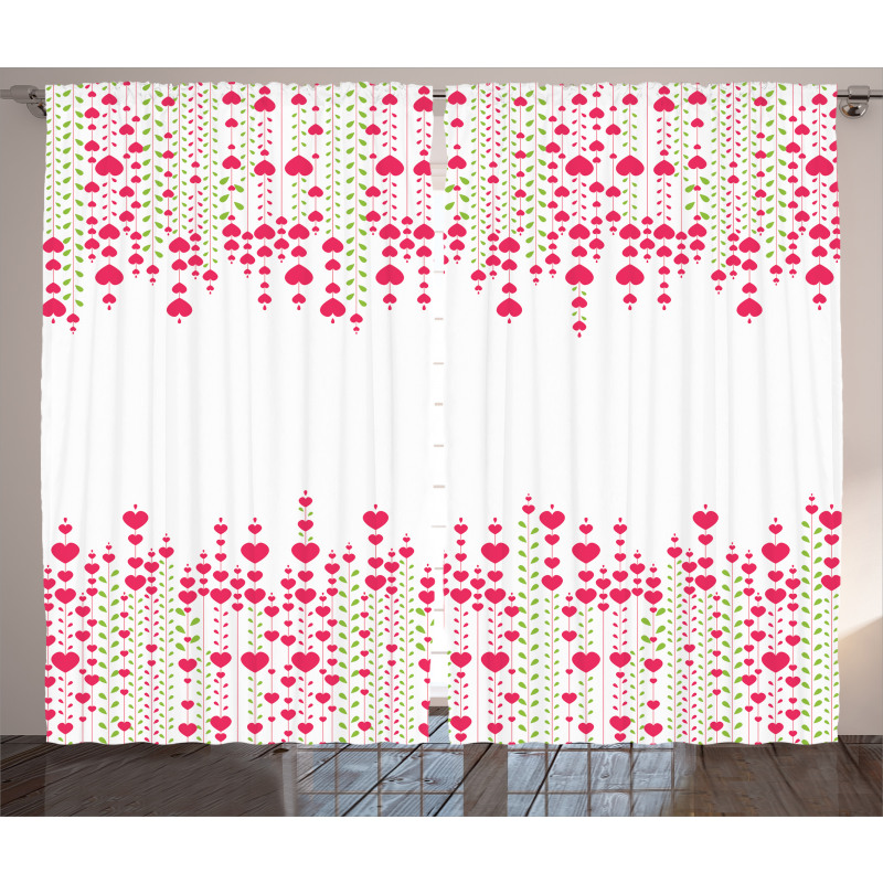 Heart Leaves Flowers Curtain
