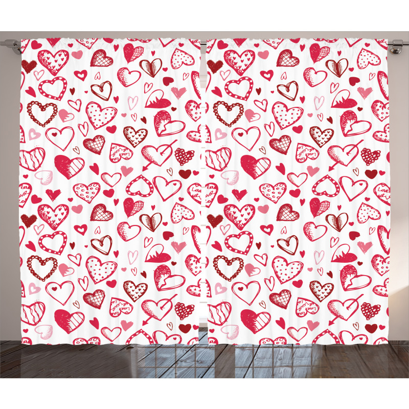 Valentine Hearts Arrow Curtain