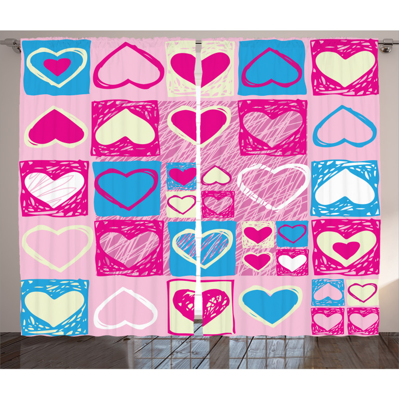 Hearts in Square Shape Curtain