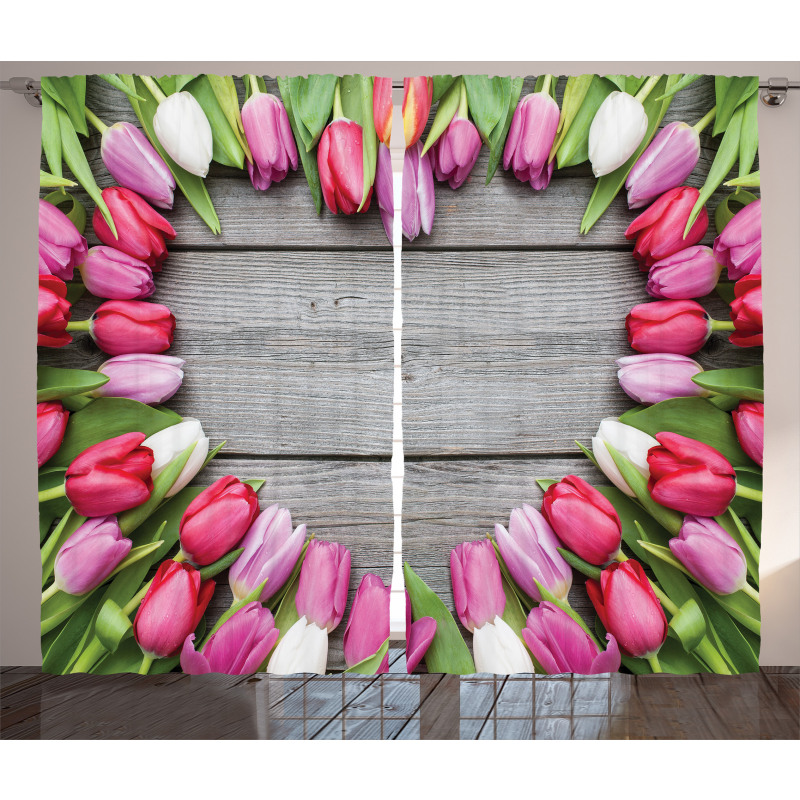 Frame of Fresh Tulips Curtain