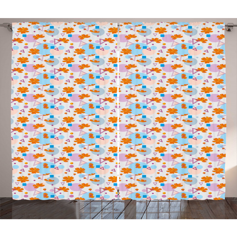 Petal and Geometric Shapes Curtain