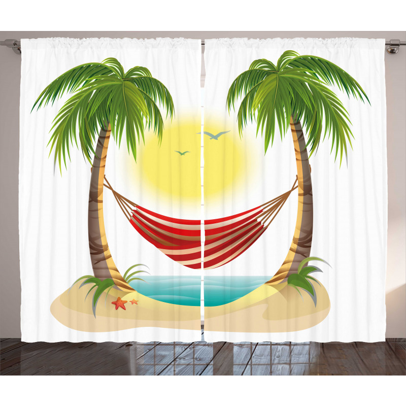 Hammock Between Palms Curtain