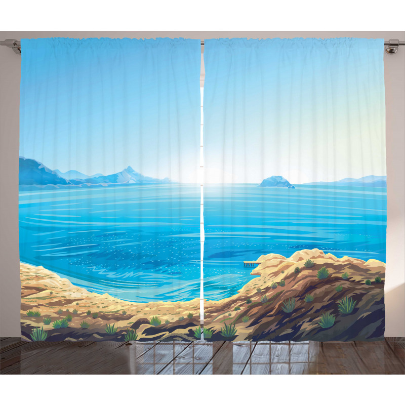 Seascape Cartoon Curtain