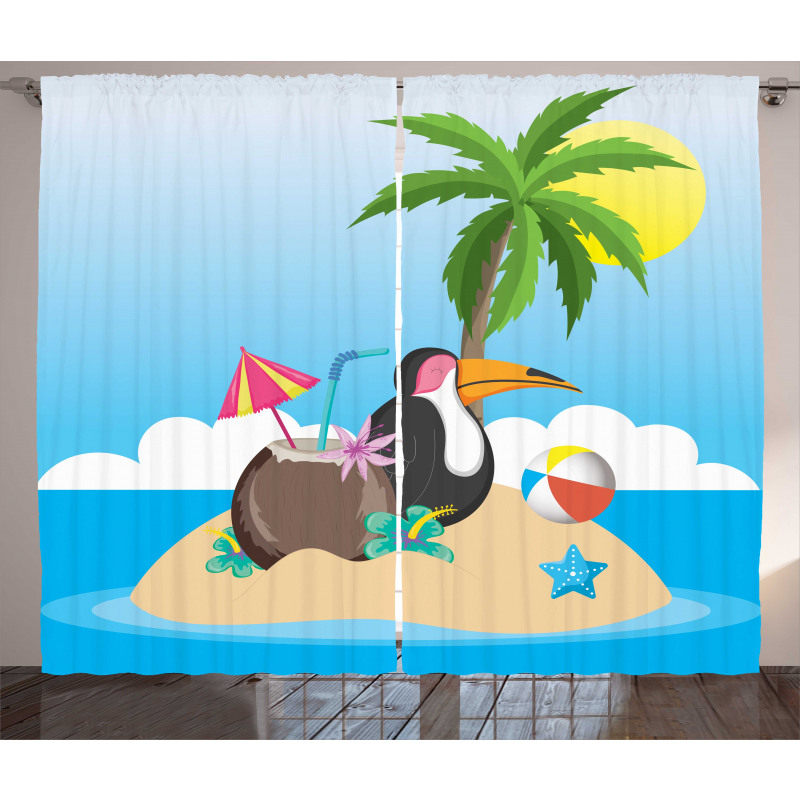 Tropic Funny Cartoon Curtain