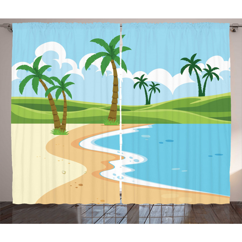 Coast with Grass Palm Curtain