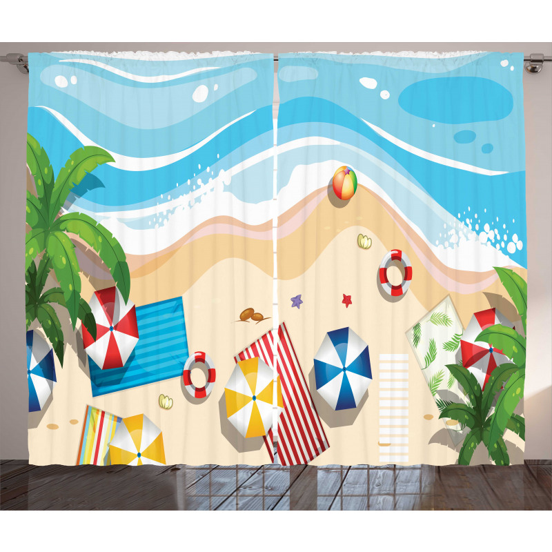 Summer Fun Cartoon Curtain