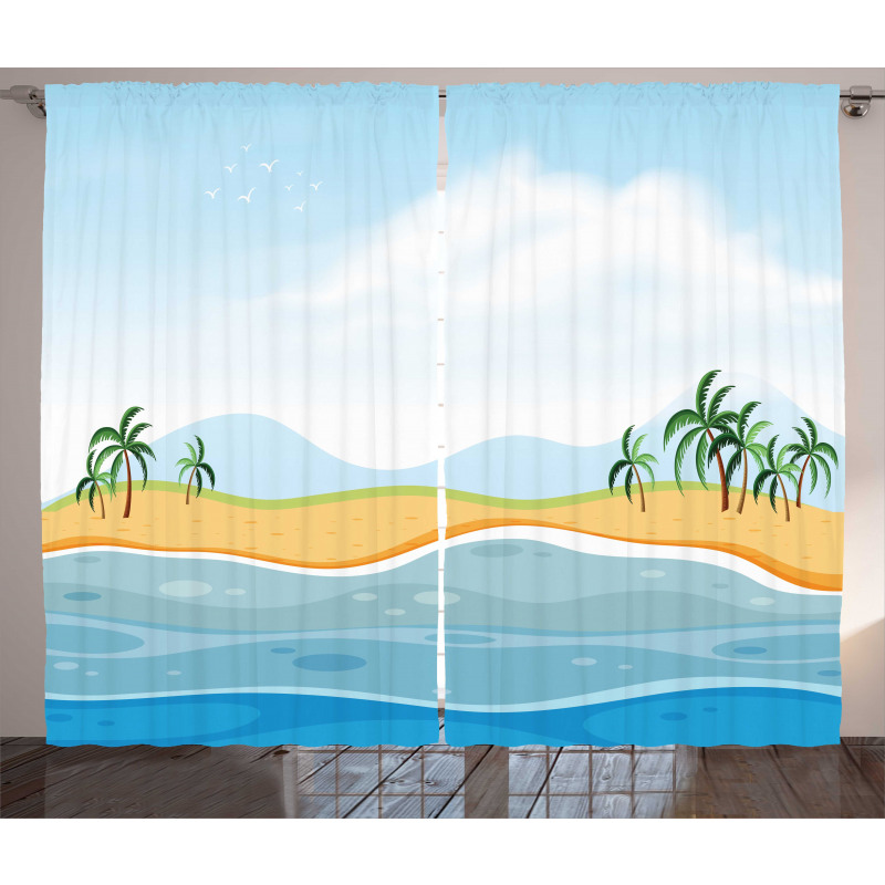 Ocean Palms Panorama Curtain