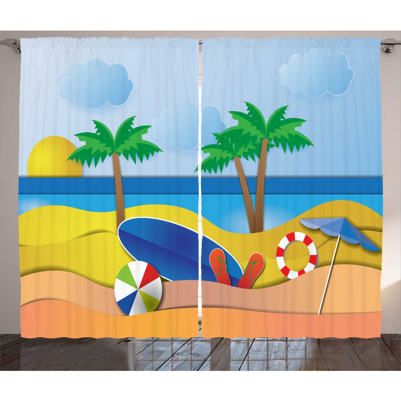 Paper Cut Art Seaside Curtain