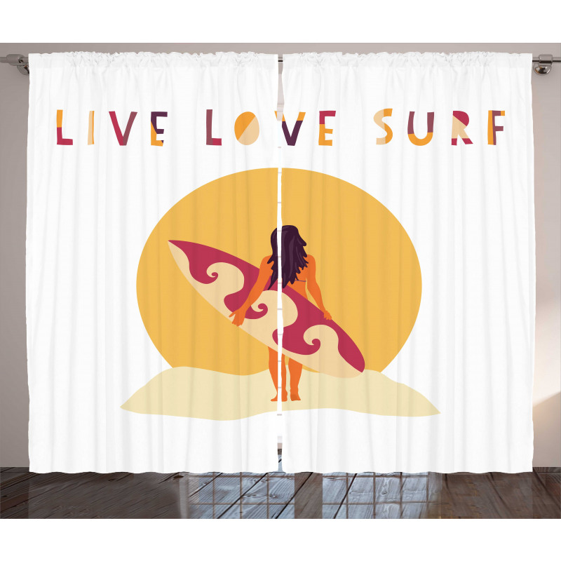 Live Love Surf Girl Curtain