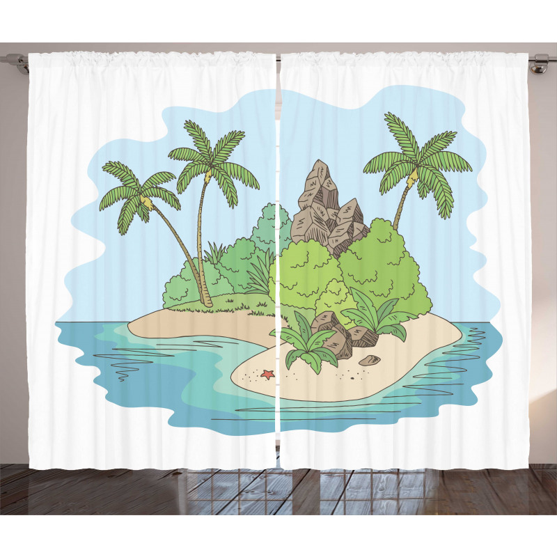 Island Doodle Botany Curtain