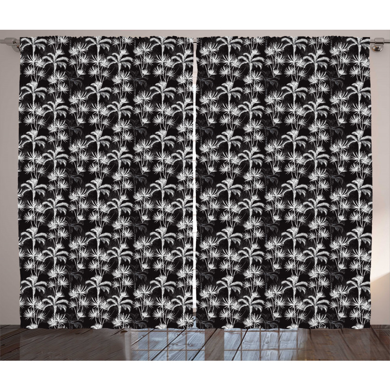 Exotic Palm Tree Sketch Curtain