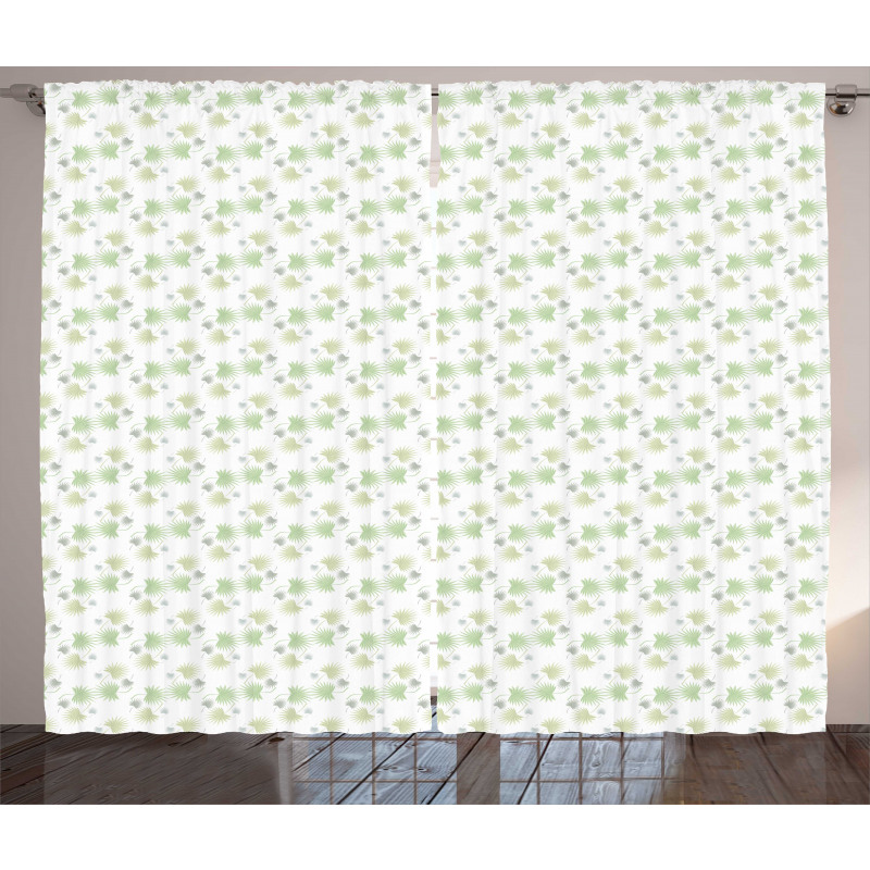 Pastel Exotic Leaves Art Curtain