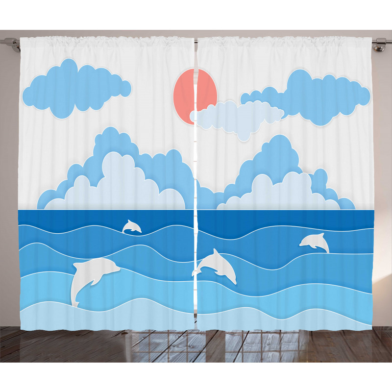 Seascape Art Dolphins Curtain