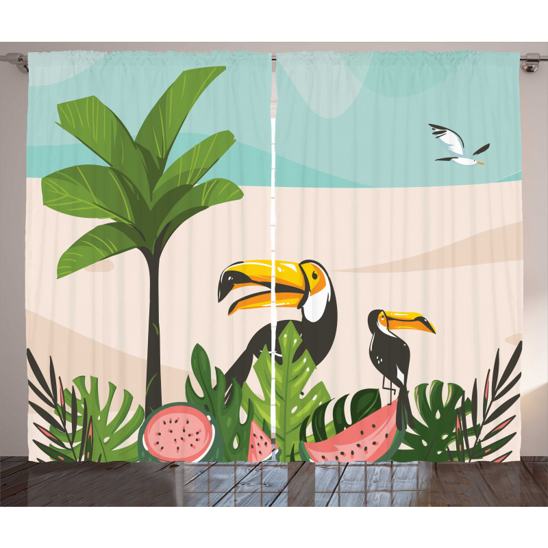 Watermelons Toucans Curtain