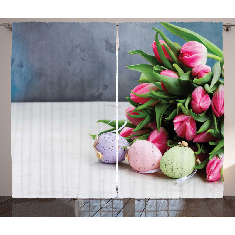 Tulips Easter Eggs Curtain