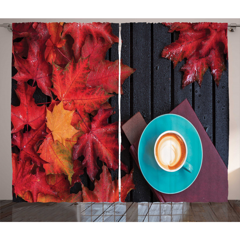 Coffee Fall Leaves Curtain