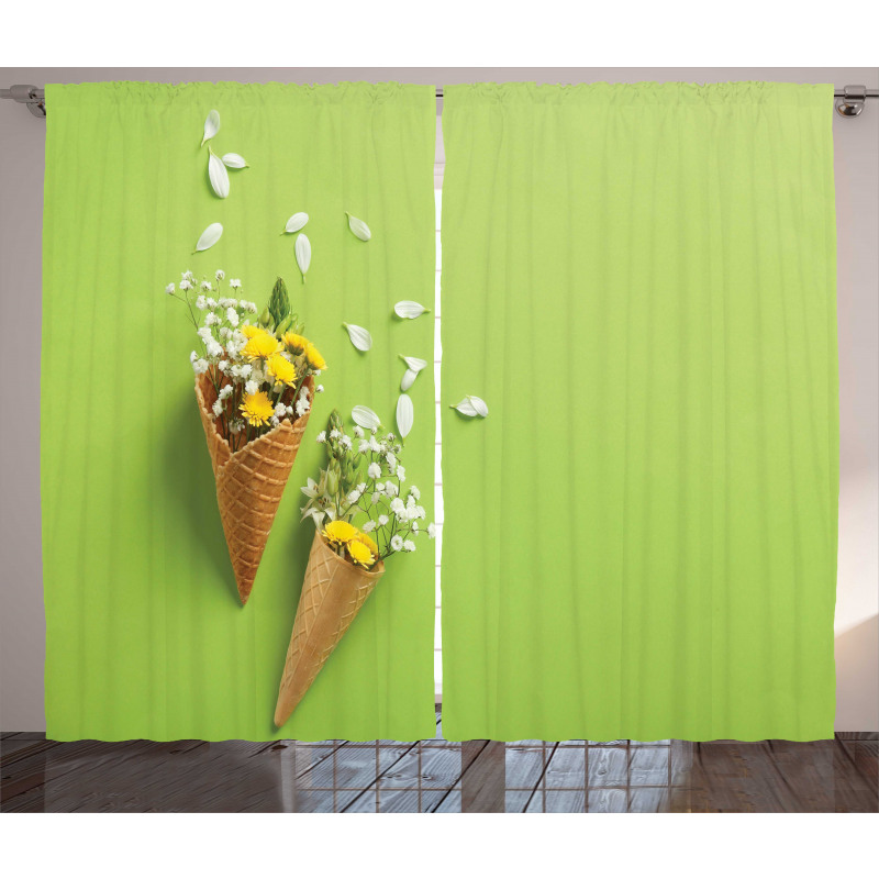 Flowers in Cones Curtain