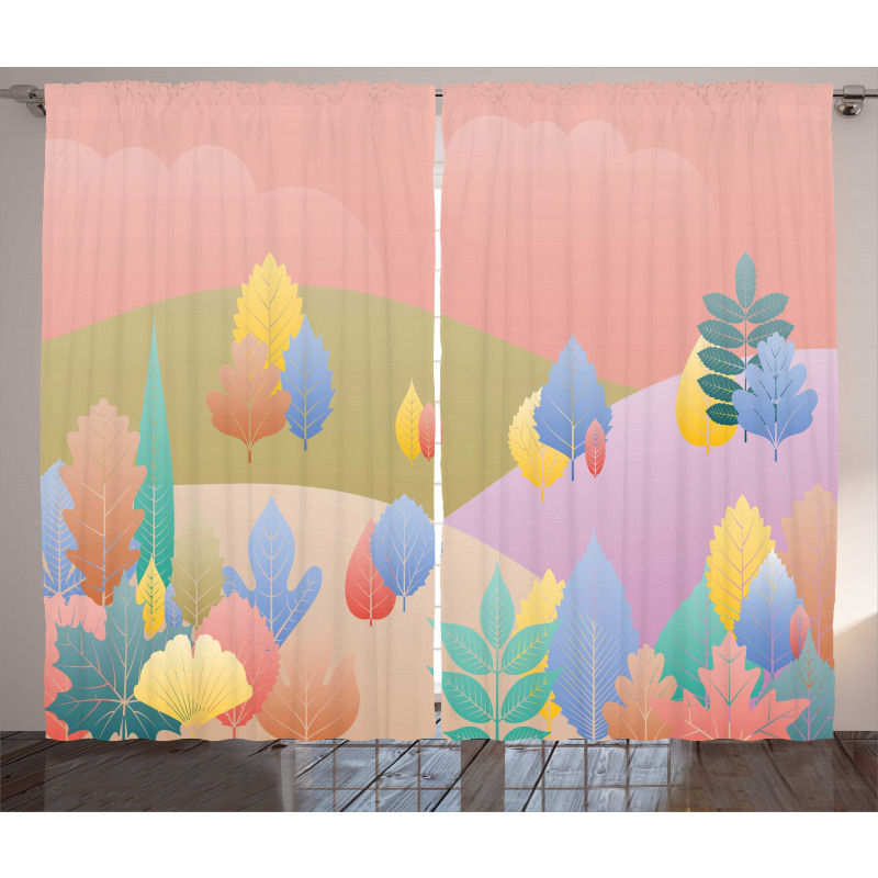 Pastel Fall Leaves Curtain