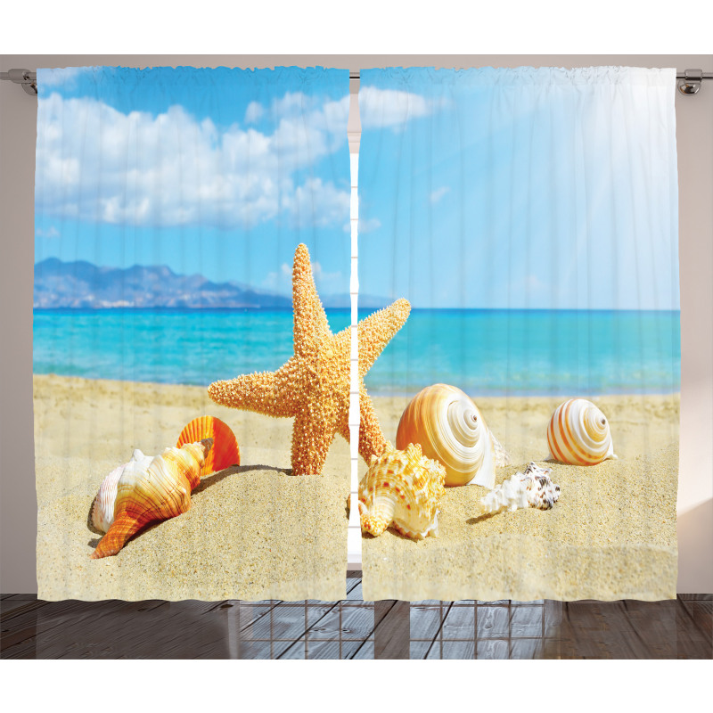Beach Sand with Starfish Curtain