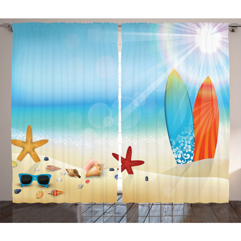 Sand Beach Surfboard Curtain