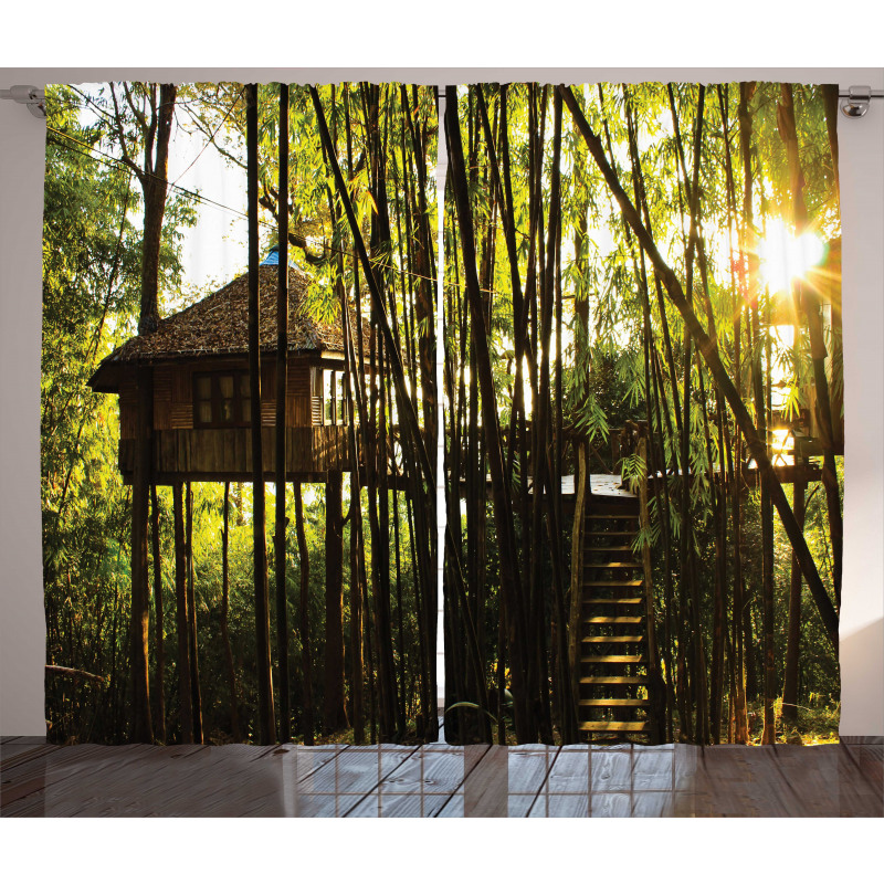 Hut in Idyllic Forest Curtain