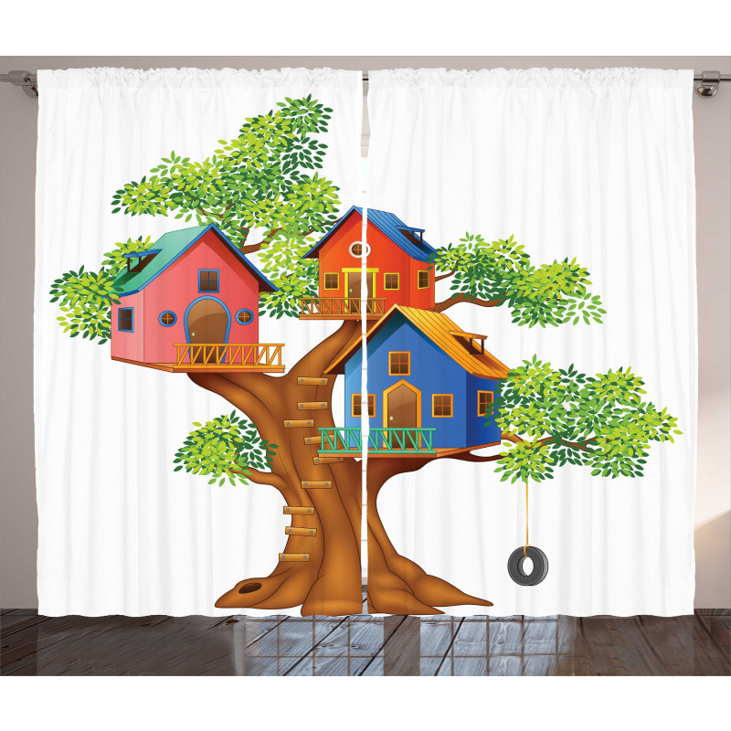 Cartoon Cottages Curtain