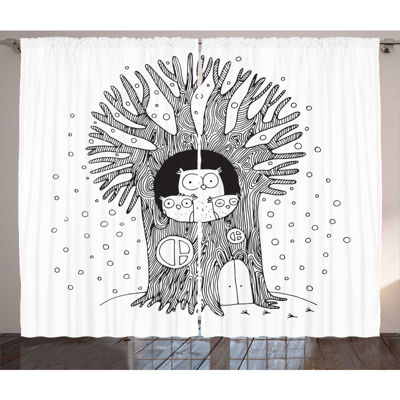 Owl Family Home Curtain