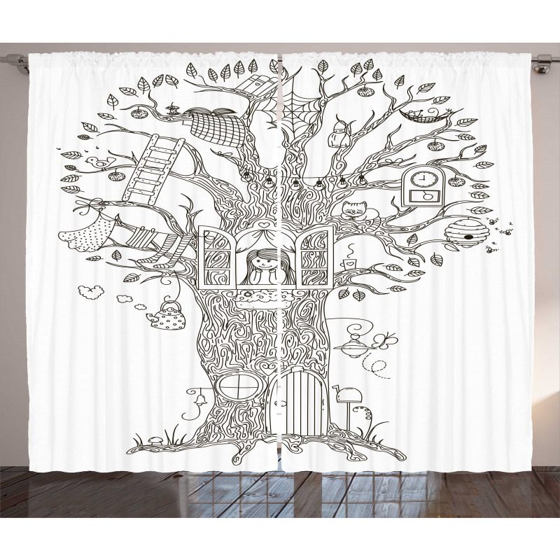 Girl in Timber Home Curtain