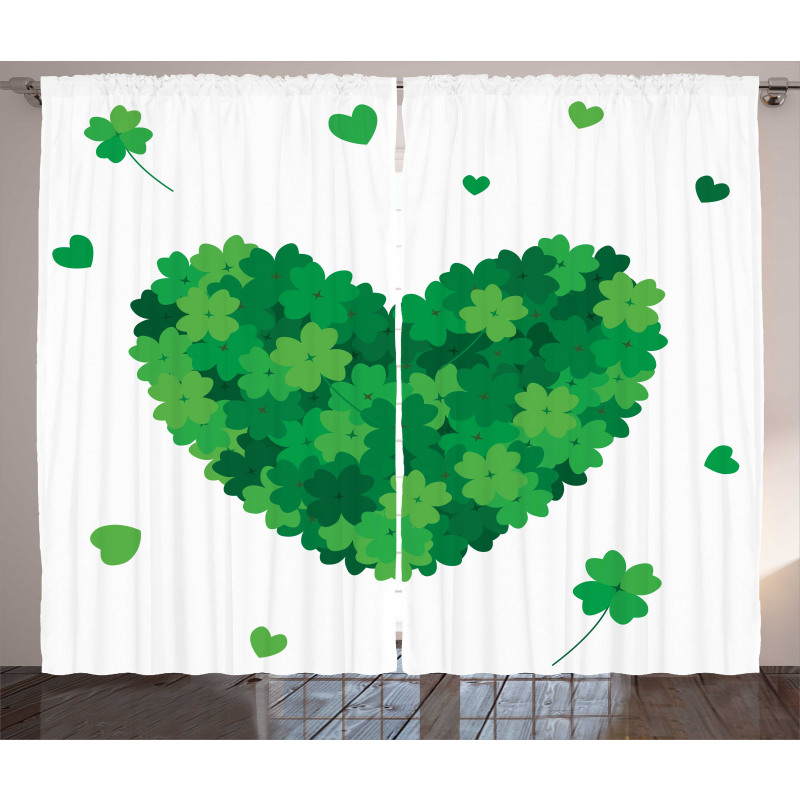 Shamrock Heart Nature Love Curtain