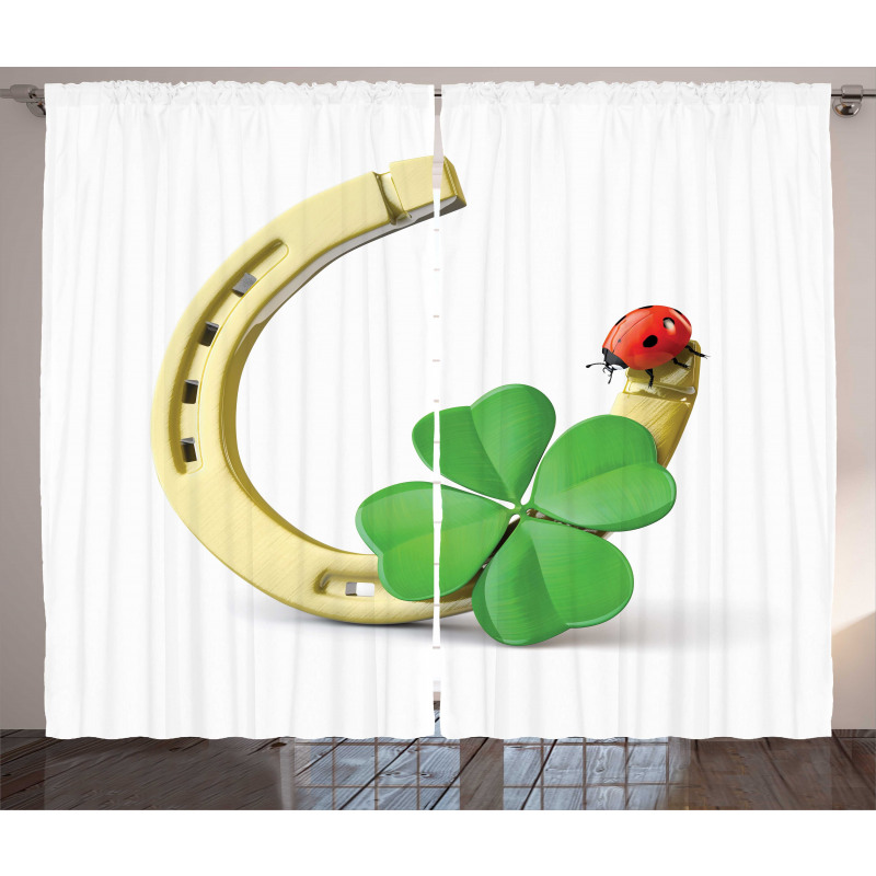 Horseshoe Ladybug Shamrock Curtain