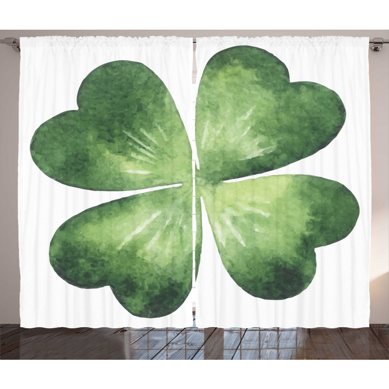 Watercolor Shamrock Leaf Art Curtain