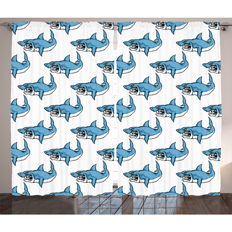 Sea Fierce Wild Shark Curtain