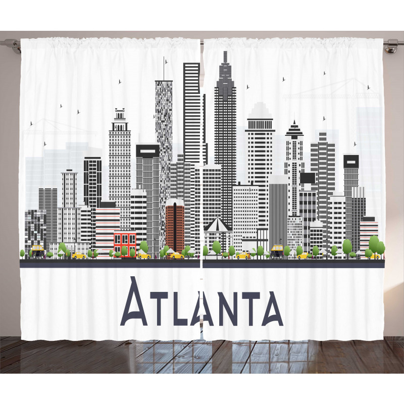 Seyahat Perde Modern Atlanta Panoramik Şehir Manzarası