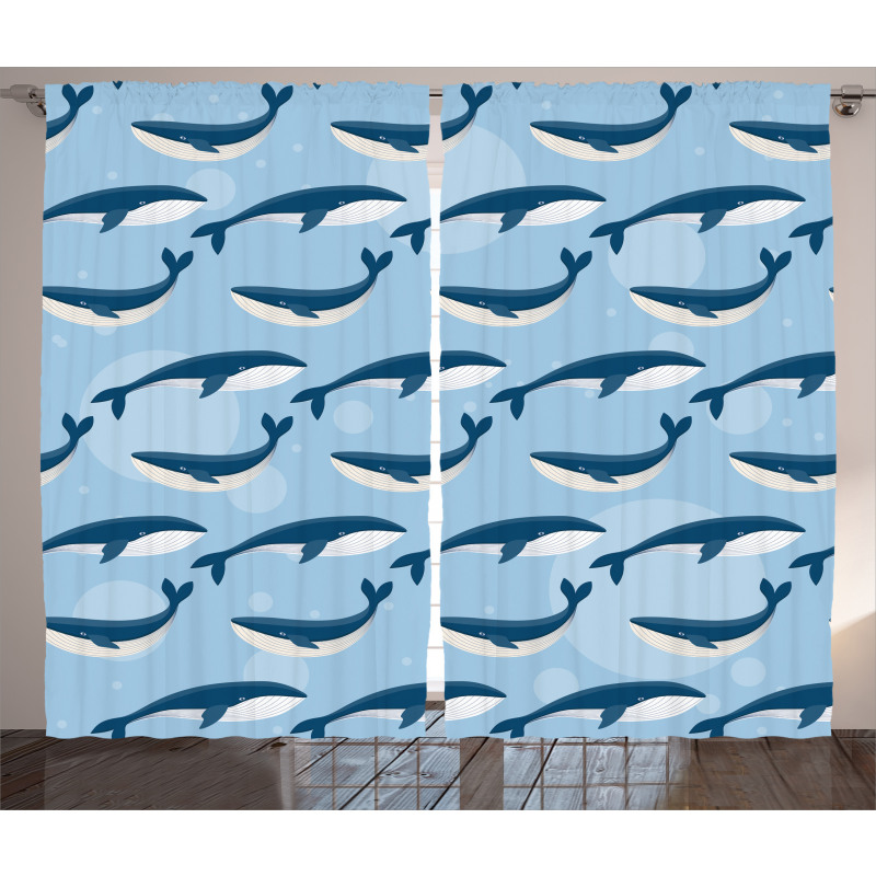 Cartoon Whale Nautical Curtain