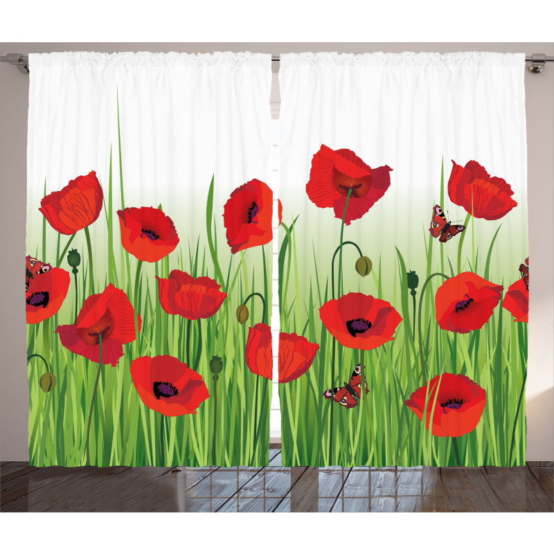 Butterfly Floral Design Curtain