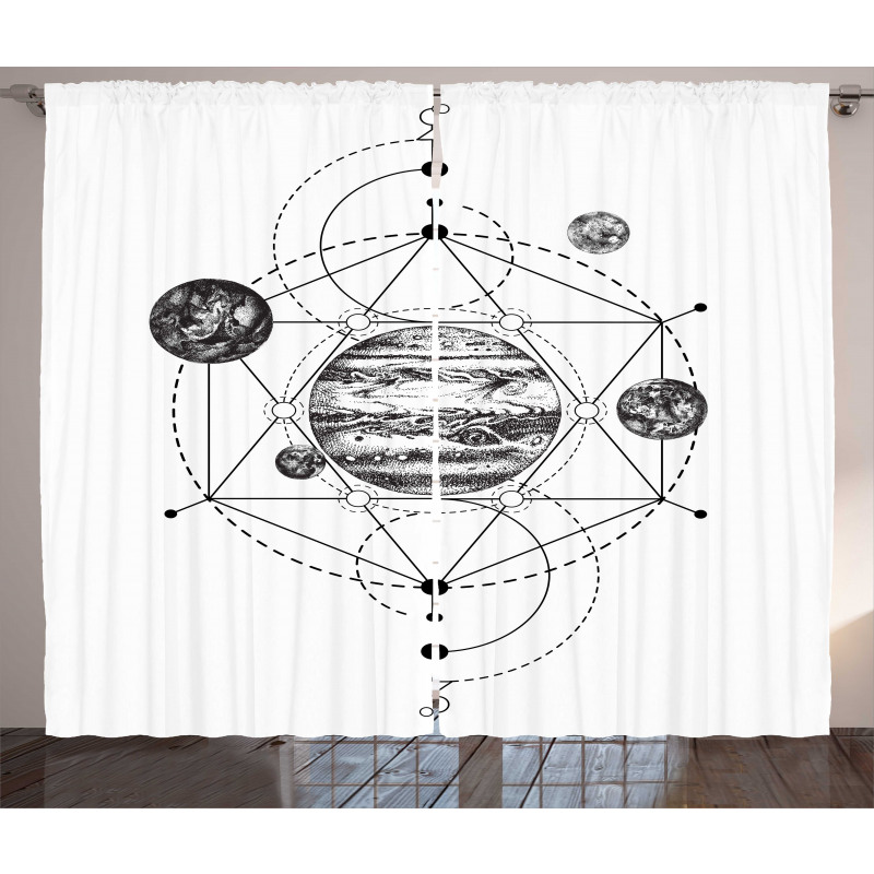 Modern Geometric Planets Curtain