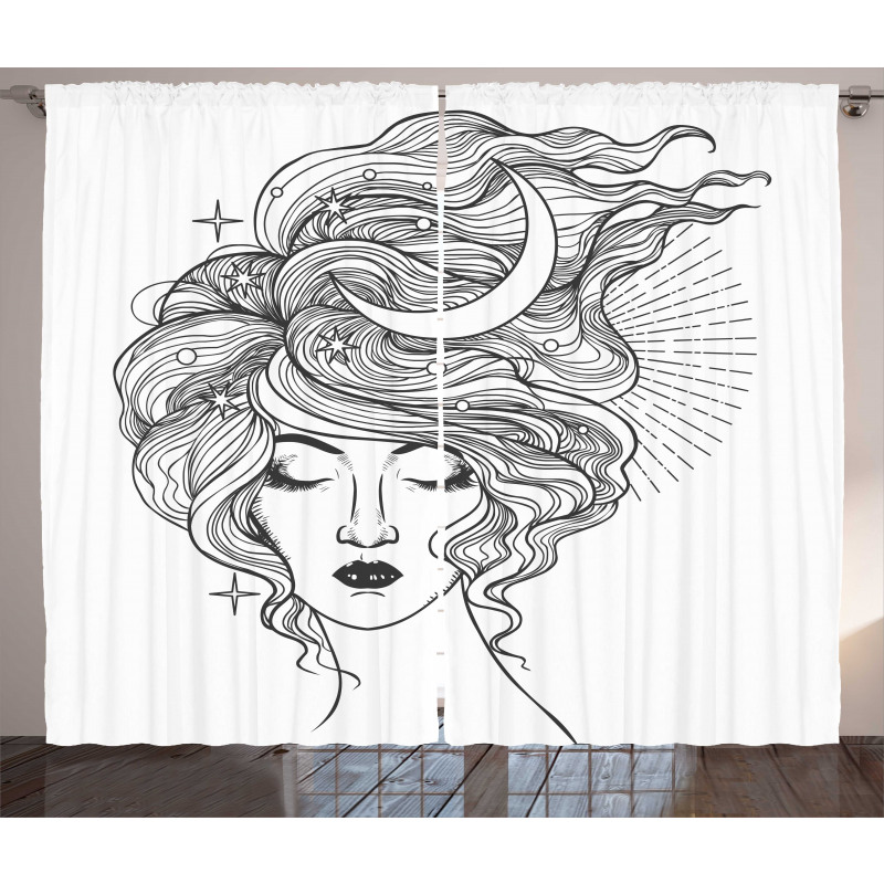 Modern Woman Starry Hair Curtain