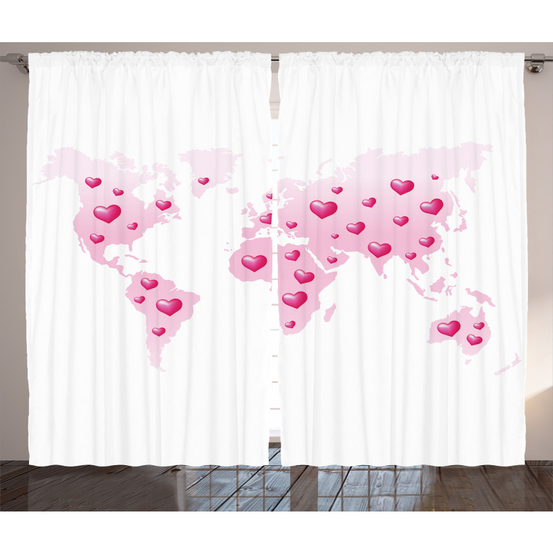 Global Dots Heart Love Curtain