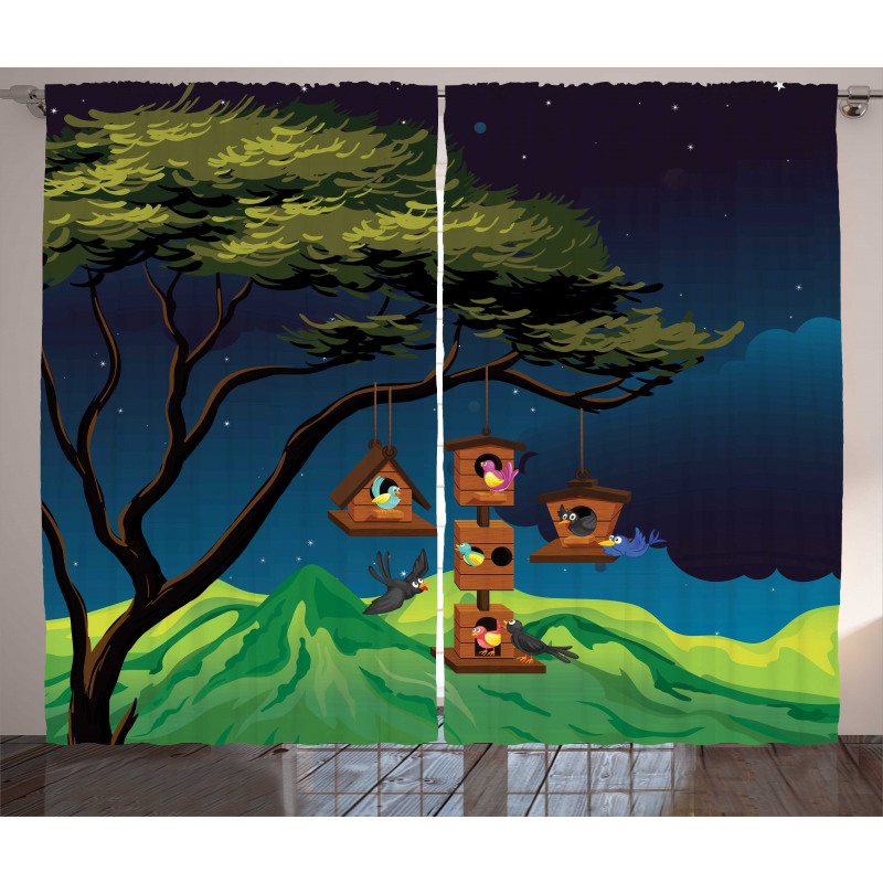 Fly Animals Nest Cartoon Curtain