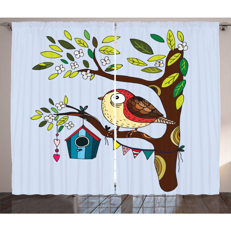 Flying Animal Tree Art Curtain