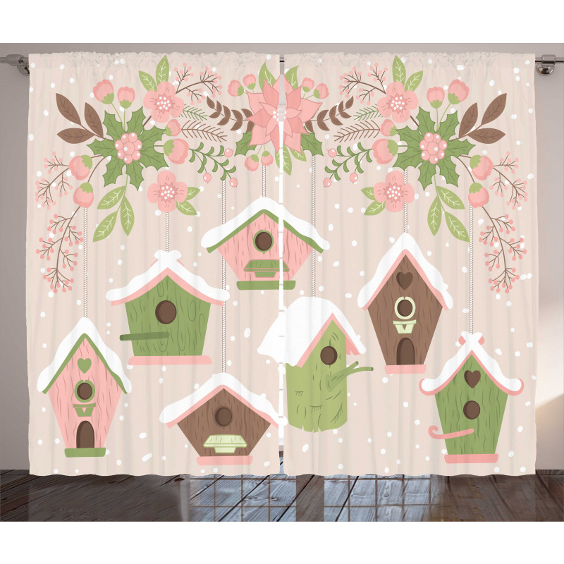 Pastel Floral Snow Nest Curtain